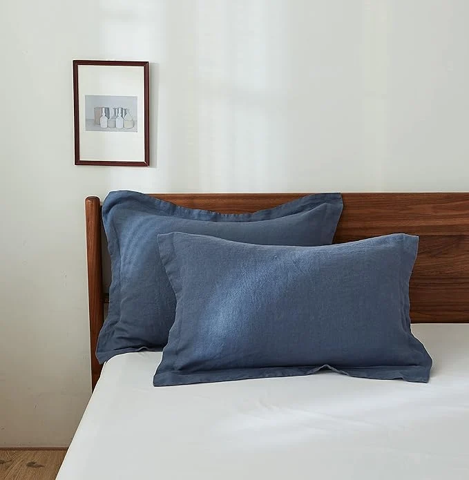 Fashionable Simple amp Opulence Linen Pillow Case King Size Set of 2 Classic Blue Pillow Covers with Overlap Closure Luxury Breathable Pillowcases Protectors Suitable for All-Season 20 quot X 36 quot Classic Blue