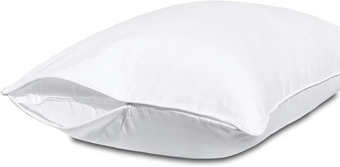 Enhanced Pillow Protectors with Zipper Standard Size- Cotton Pillowcases for Hair and Skin Comfort Soft Pillow Case Protector for Easy Care White Pillow Cases Covers with Hidden Zipper 1 Pack 20X26 Convenient