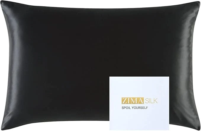 User-Friendly ZIMASILK 25 Momme Pure Mulberry Silk Pillowcase for Hair and Skin Care Highest Grade 6A Pillow Cases for Women Long-Lasting Durablity Gift for Women Men 1Pc Standard 20 quot x26 quot Black Authentic
