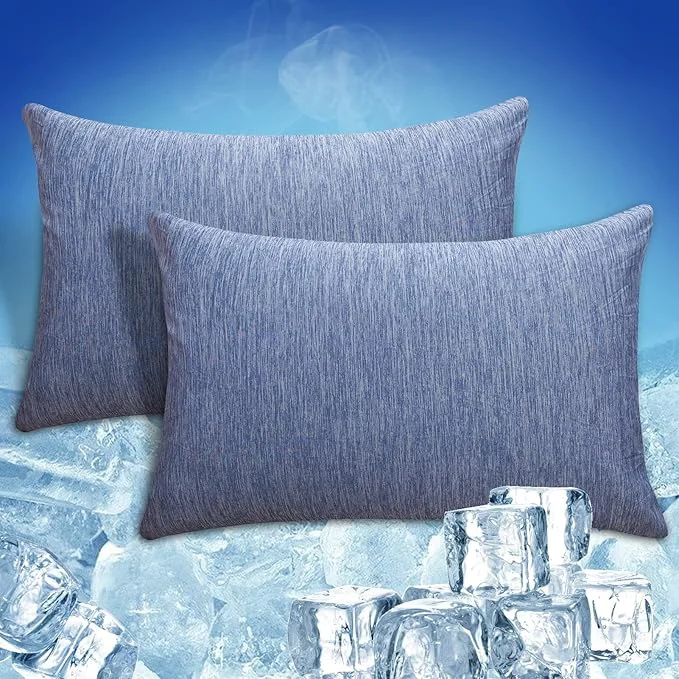 Certified CHOSHOME Cooling Pillow Cases Zipper Pillow Covers Q-Max gt 0.45 Zippered Pillowcases for Hot Sleepers Soft Breathable Skin-Friendly 2 Pack Standard 20 quot x26 quot Blue Refined
