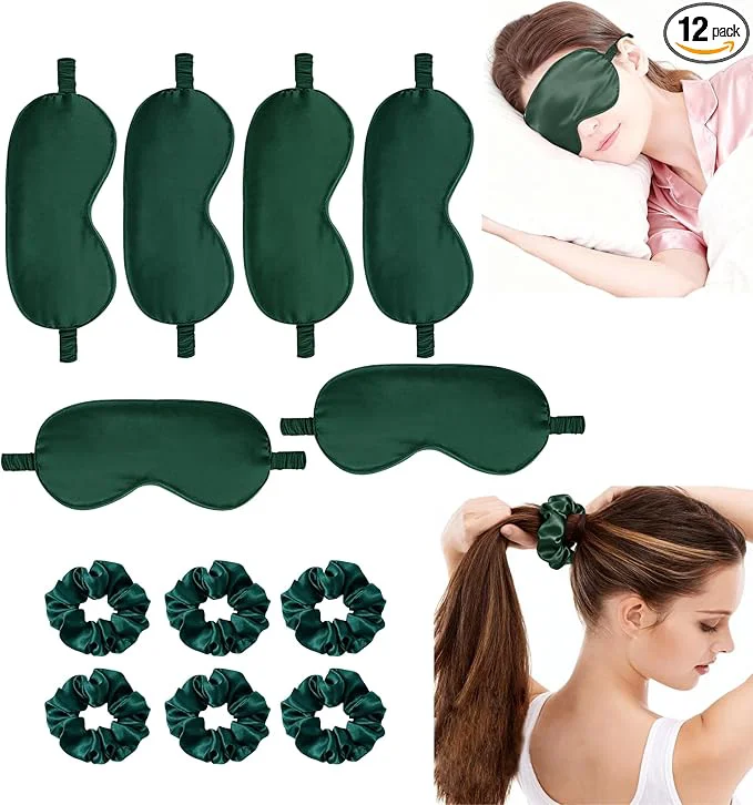 Next-Generation 12Pcs Silk Sleep Masks Satin Eye Mask Silky Eyes Cover Blindfold Eyeshade Hair Practical