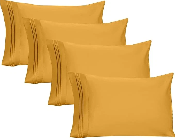 Secure YIYEA Brushed Microfiber King Pillowcase Set of 4 Pillow Cases Standard Soft and Cozy Wrinkle Fade Stain Resistant Envelop Closure Bed Pillow Cover King Size 20 inch x 36 inch Comfortable