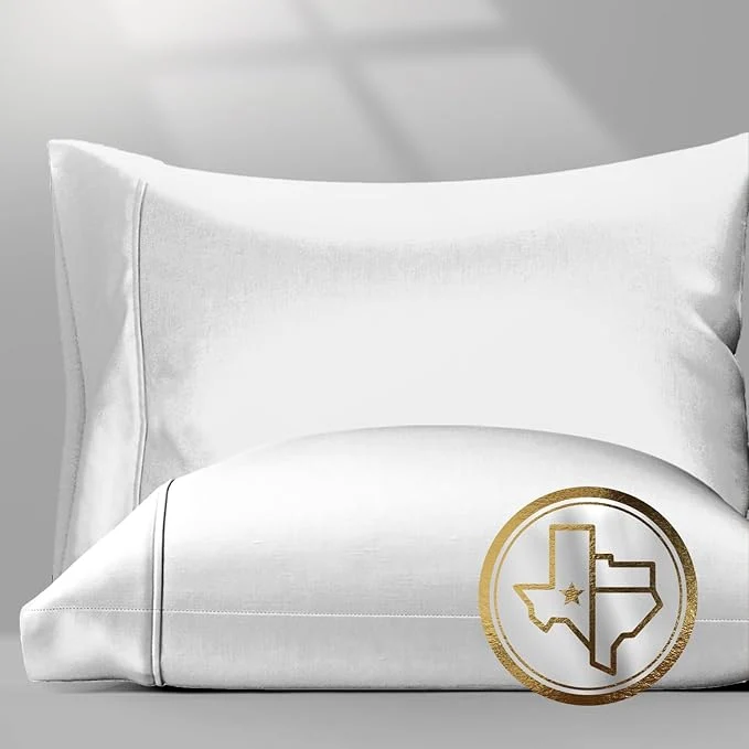 Clean Texas Linen Co. Egyptian Cotton Pillow Cases Standard Queen Size Set of 2 – Luxury 1500 Thread Count Sateen Light Grey Pillow Cases Soft Cotton Pillowcases Fits Standard amp Queen Size Pillows Quality