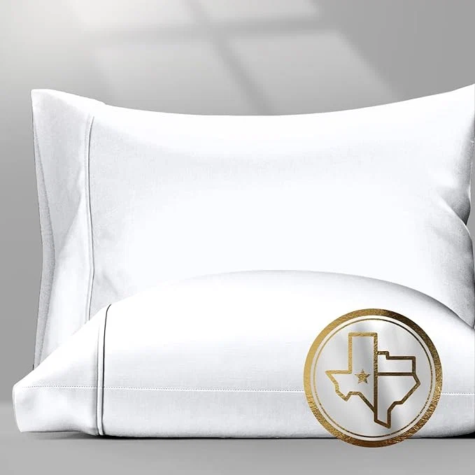 High-End TEXAS LINEN CO. Egyptian Cotton Pillow Cases King Size Set of 2 – Luxury 1500 Thread Count Sateen White Pillow Covers Soft amp Breathable 5 Star Hotel-Quality Pillowcases Fits King Size Pillows Dependable