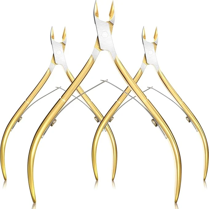 Versatile Mudder 3 Pack Gold Cuticle Trimmer Nippers Cutter Tool Stainless Steel Nail Reliable