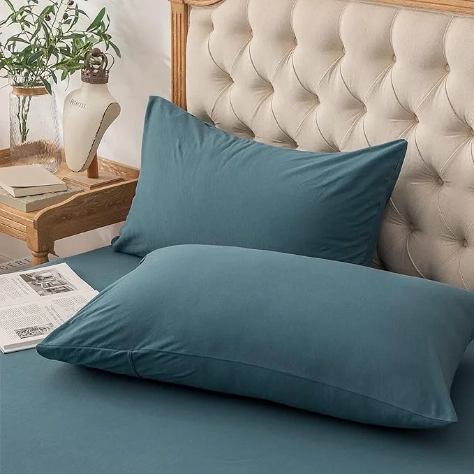 Classic PURE ERA Jersey Knit Pillowcases T-Shirt Cotton Super Soft Comfy Breathable Set of 2 Standard 20 quot x 26 quot Solid Cerulean Blue Superior
