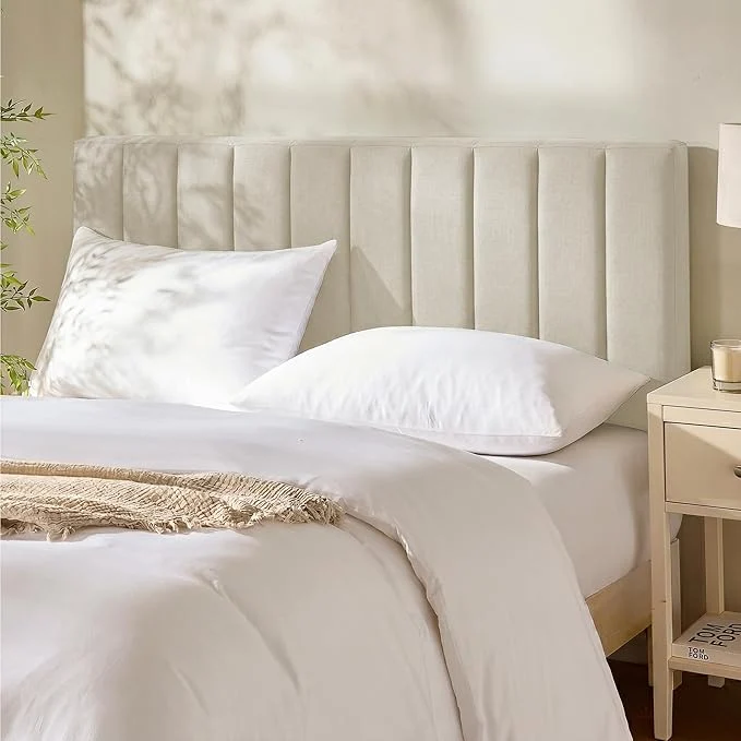 Powerful Hearth amp Harbor Wall Mounted Queen Headboard Only Bed Headboard Queen Size Easy Assemble Floating Peel and Stick Upholstered Channel Stitched 3D Wall Panels 5 Strips of 3M Tape Included Linen Innovative