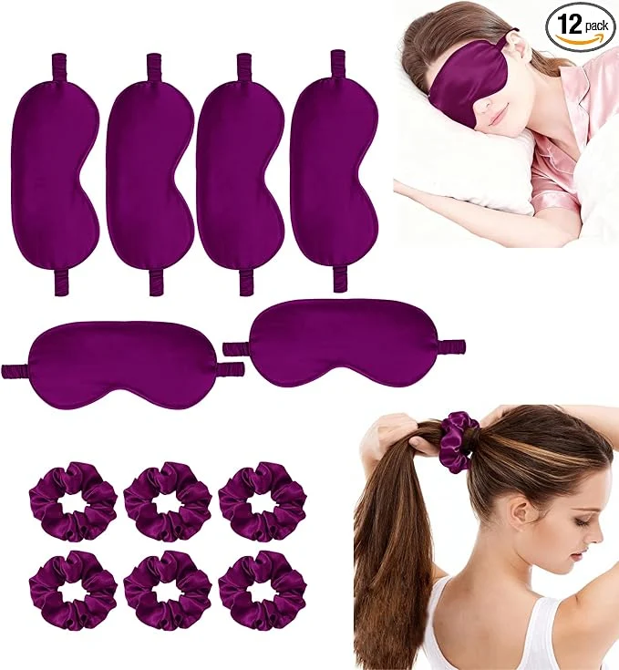 Sustainable 12Pcs Silk Sleep Masks Satin Eye Mask Silky Eyes Cover Blindfold Eyeshade Hair Specialty