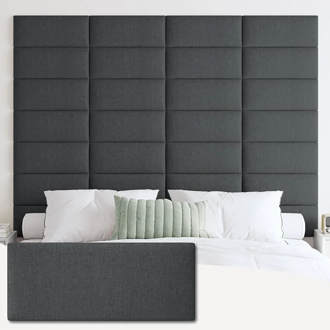 Safe IFNOW Wall Mounted Headboard Peel and Stick Panels Black Queen 3D Soundproof Acoustic Padding Reusable and Removable Tufted fabric Bed Headboard for bedroom 9 Panels 10 quot x 24 quot Original