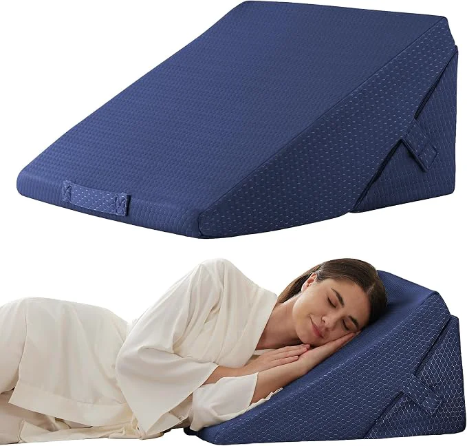 Comfortable Wedge Pillow for Sleeping Adjustable 9 amp 12 Inch Foldable Bed Wedge Pillow Set Orthopedic Memory Foam Triangle Pillows Wedge 7-in-1 d Pillows for Leg and Back Support Navy Quality