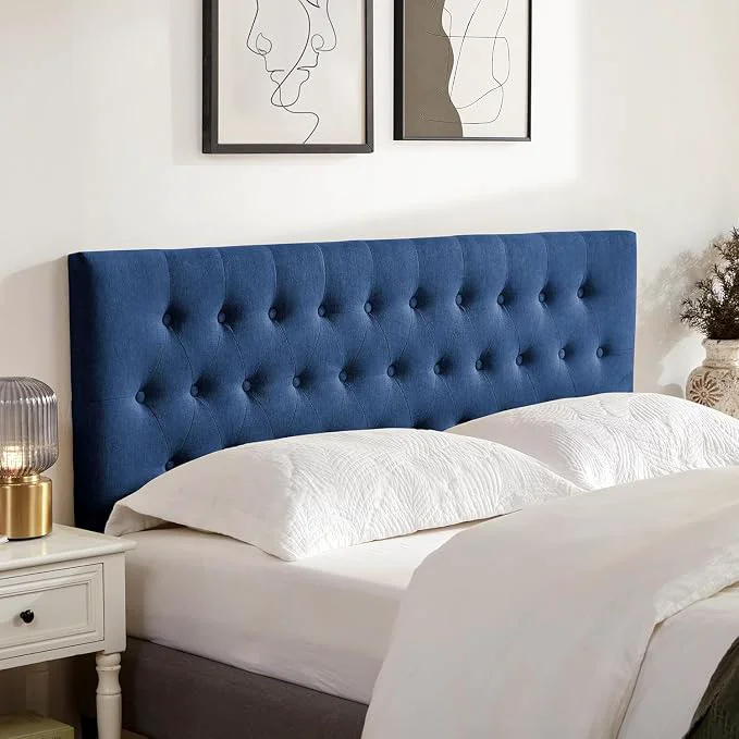 Green Tufted Upholstered Headboard Full Size Adjustable Height 37- 51 in Blue Sturdy and Durable Solid Wood Full XL Headboard Fabric Full Headboard Only Modern Button Diamond Design Head Board Relaxed