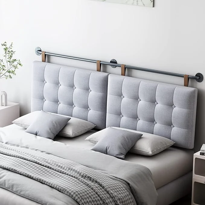 Premium Material BSHOMGI King Headboard Headboards for Adjustable Beds Backboard Wall Mounted Headboard with Gray Button Tufting Hanging Head Board for Bedroom Gray King Secure
