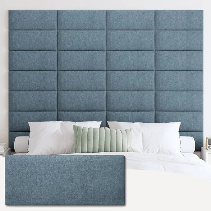 Contemporary IFNOW Wall Mounted Headboard Peel and Stick Panels Dusty Blue Queen 3D Soundproof Acoustic Padding Reusable and Removable Tufted fabric Bed Headboard for bedroom 9 Panels 10 quot x 24 quot Stylish