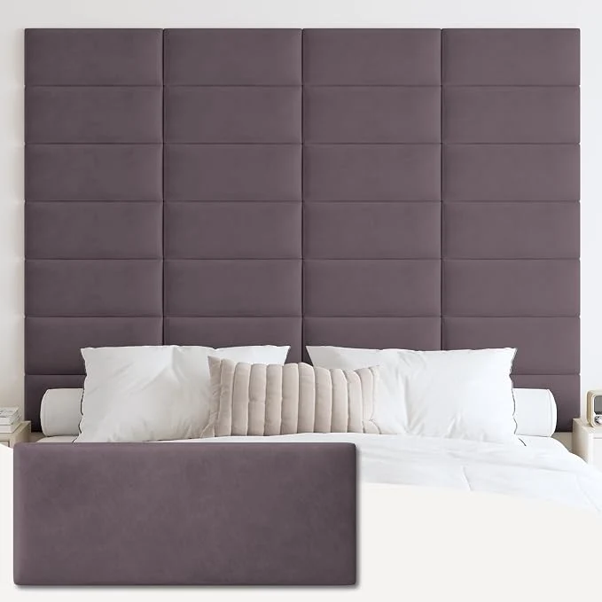 Verified IFNOW Wall Mounted Headboard Peel and Stick Panels Dark Purple King Upholstered 3D Soundproof Acoustic Panels Reusable and Removable Padded Leather Bed Headboard 12 Panels 9.84 quot x 23.62 quot Responsible