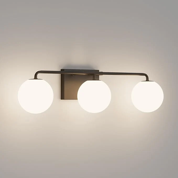 Premium Tipace Mid Century Modern Bathroom Vanity Lights Fixtures 3-Light Black Milk Carefully Designed