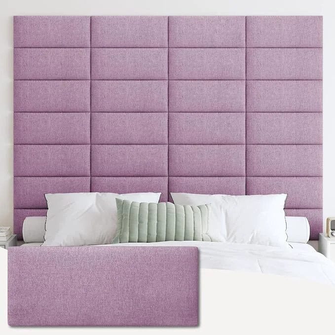 Fast IFNOW Wall Mounted Headboard Peel and Stick Panels Dark Pink King 3D Soundproof Acoustic Padding Reusable and Removable Tufted fabric Bed Headboard for bedroom 12 Panels 10 quot x 24 quot High-Grade