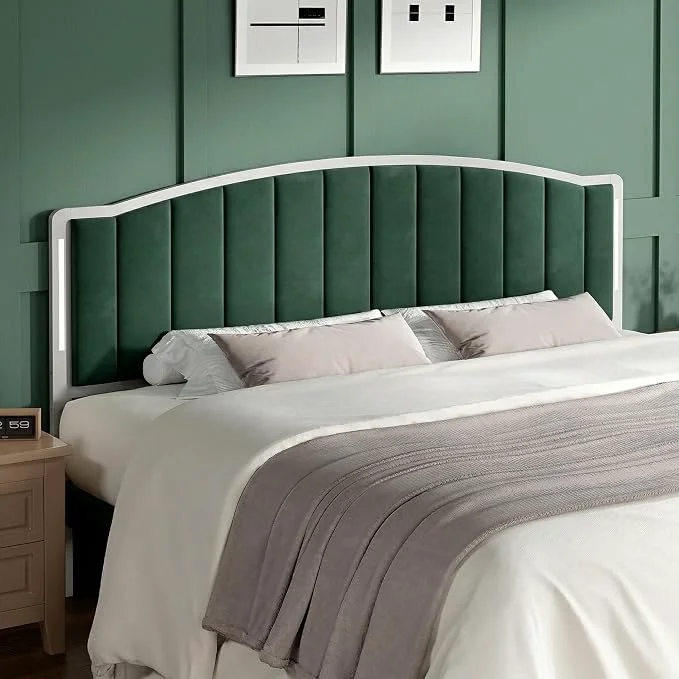 Consistent Headboard for King Size Bed with LED Lights Upholstered Vertical Channel Tufting Head Boards Velvet Headboard Only Study amp Comfortable I for Bedroom Dorm Guest Room Green Artisan
