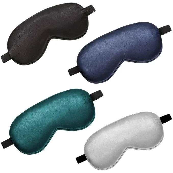 Luxury BBTO 4 Pcs Silk Sleep Eye Masks Smooth Soft Satin Eye Covers Sophisticated