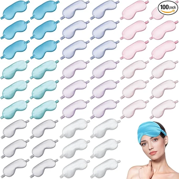 Natural 100 Pieces Silk Sleep Mask Eye Coverings Easy-to-Use