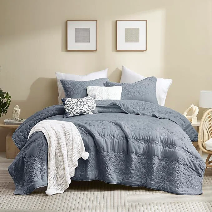 Trusted B2EVER Boho Blue Quilt Twin Size Bedding Sets with Pillow Sham Bohemian Lightweight Soft Bedspread Coverlet Farmhouse Floral Vintage Thin Comforter Bed Cover All Season 2 Pieces 68×90 inches Exceptional