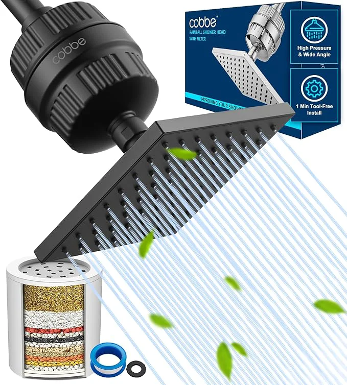 Carefully Designed Cobbe High Pressure Filtered Shower Head Combo Rain Shower Head Easy-to-Use