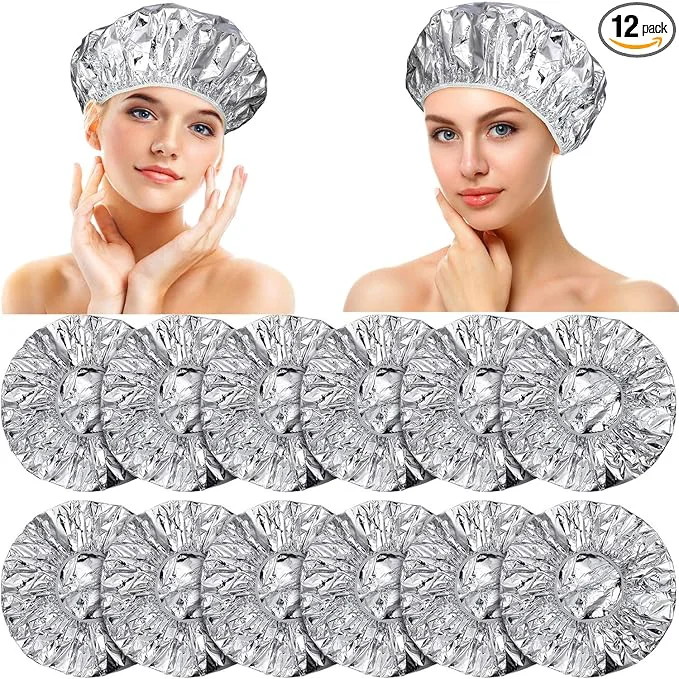 Soft 12 Pieces Deep Conditioning Caps Aluminum Foil Reusable Hair Processing Hair Durable