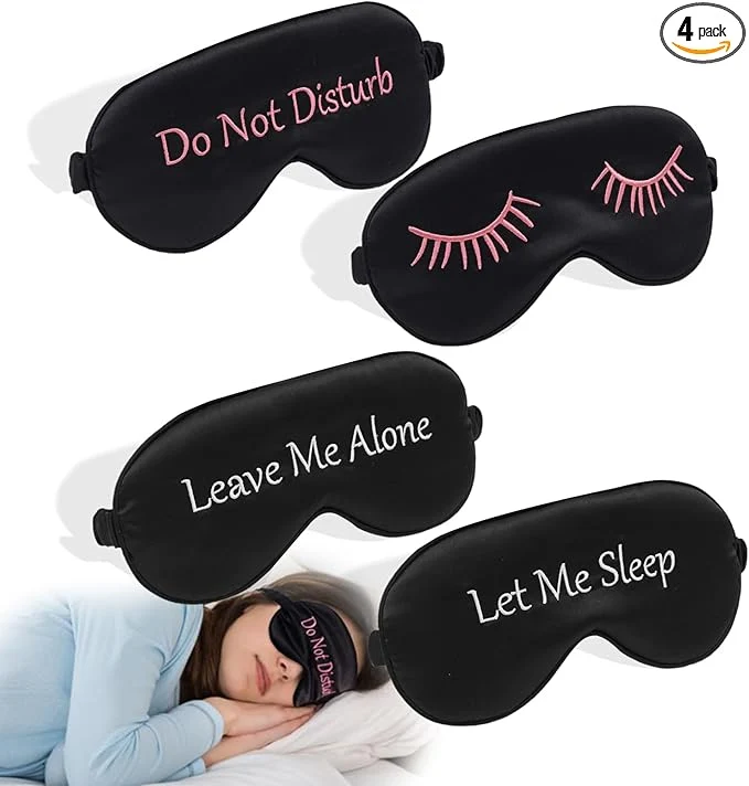 Innovative 4 Pack Eye Mask for Sleeping Silky Funny Soft Satin Sleep Shade Cover Blindfold Artisan