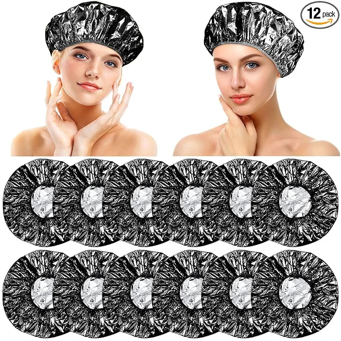 Traditional 12 Pieces Deep Conditioning Caps Aluminum Foil Reusable Hair Processing Hair Flexible