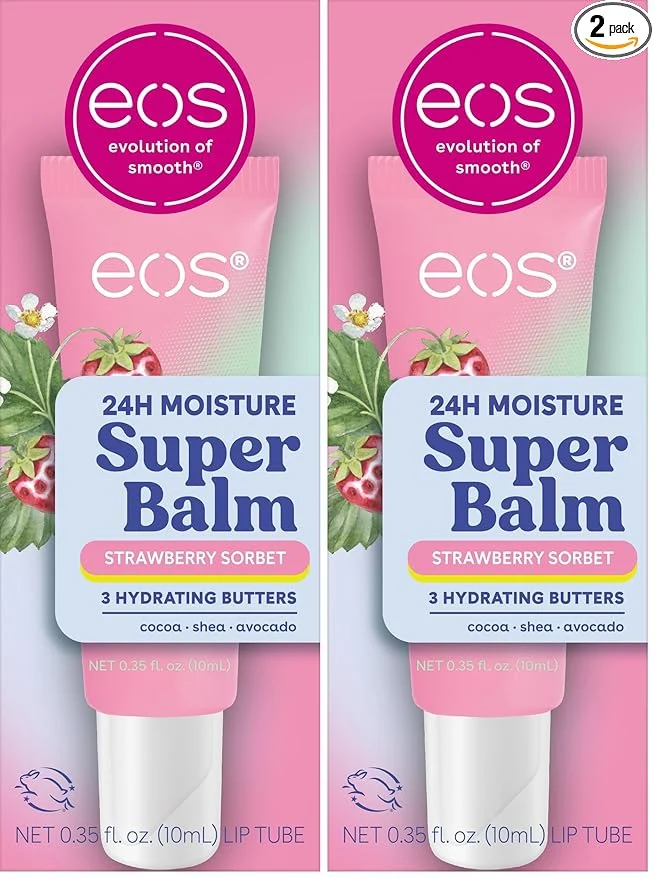 Long-Lasting eos 24H Moisture Super Balm- Strawberry Sorbet Lip Mask Day or Night Lip High-Performance