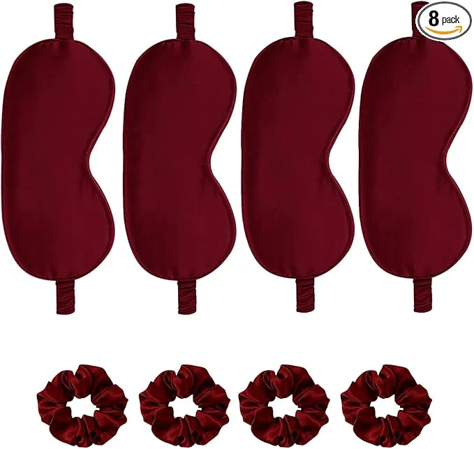Soft Satin Eye Mask 8Pcs Silk Sleep Masks Silky Blindfold Eyeshade Blackout Eyes Functional
