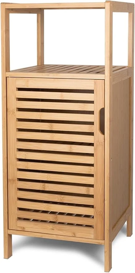 Fashionable Bathroom Bamboo Storage Cabinet standing Floor Cabinet Organic