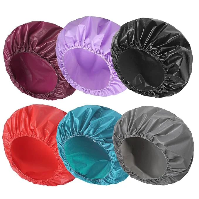 High-Quality 6 PCS Shower Caps for Women Double Side Waterproof Shower Cap Reusable Solid