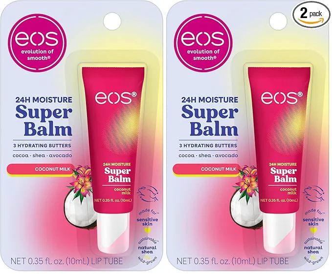 Sustainable eos 24H Moisture Super Balm- Coconut Milk Lip Mask Day or Night Lip Treatment Practical