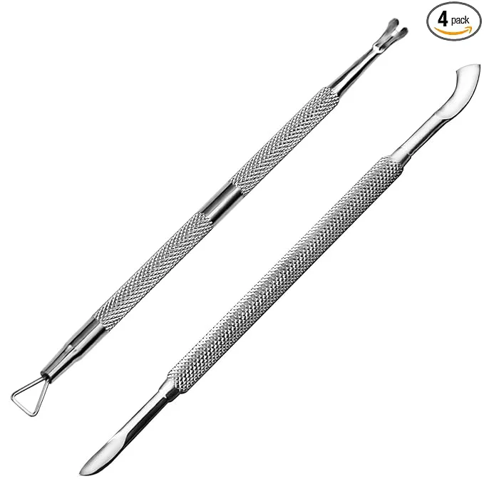 Traditional Premium Stainless Steel Manicure Tools 2-Piece Set Upgraded Cuticle Pusher Pure