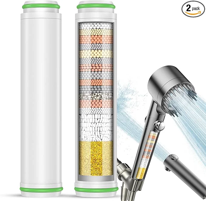 High-Performance Pweran Shower Filter for Handheld Shower Head 2 Pack 18 Stage Lightweight