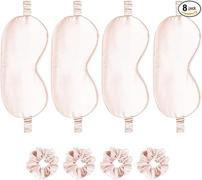 Minimalist Satin Eye Mask 8Pcs Silk Sleep Masks Silky Blindfold Eyeshade Blackout Eyes Selected