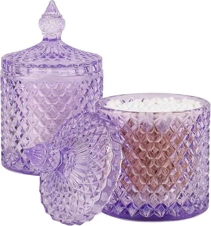 Premium Material 2 Pack Qtip Holder Thick Glass Apothecary Jars Next-Generation
