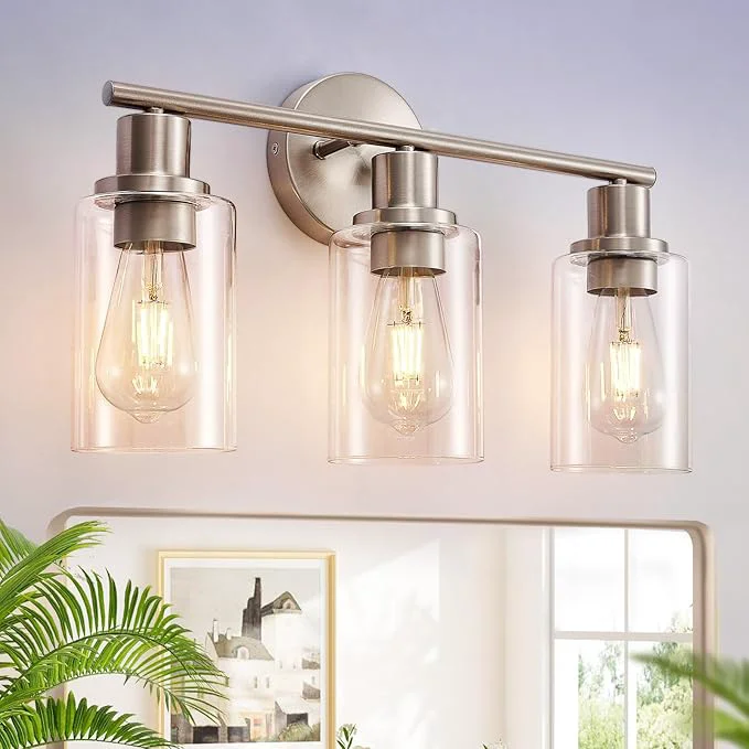 Efficient DLLT 3-Light Bathroom Light Fixtures Nickel Modern Vanity Lights Classic