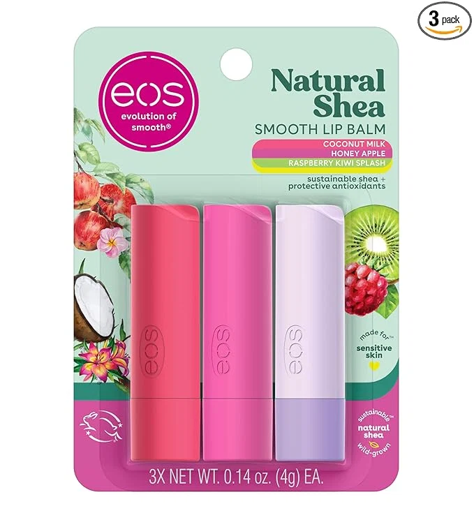 Luxury eos Natural Shea Lip Balm Honey Apple Coconut Milk Raspberry Kiwi Splash Reliable
