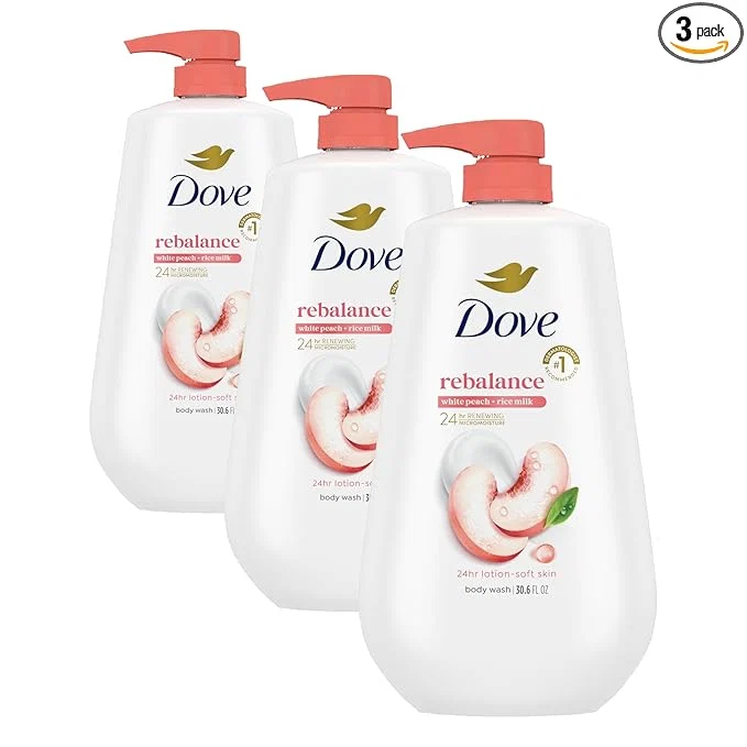 Specialty Dove Body Wash Rebalance White Peach Rice Milk Minimalist