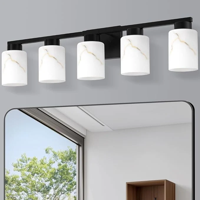Long-Lasting 5-Light Bathroom Light Fixtures Modern Vanity Lights Living Room E26 Base Lightweight