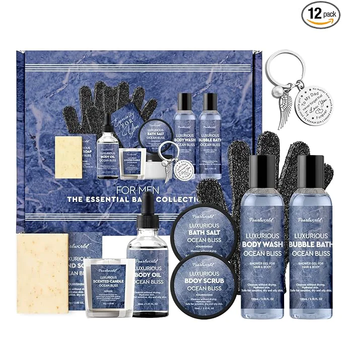 Selected Father’s Day Gift 12Pcs Men’s Birthday Gift Ideas Ocean-Scented Bath Spa Set Long-Lasting