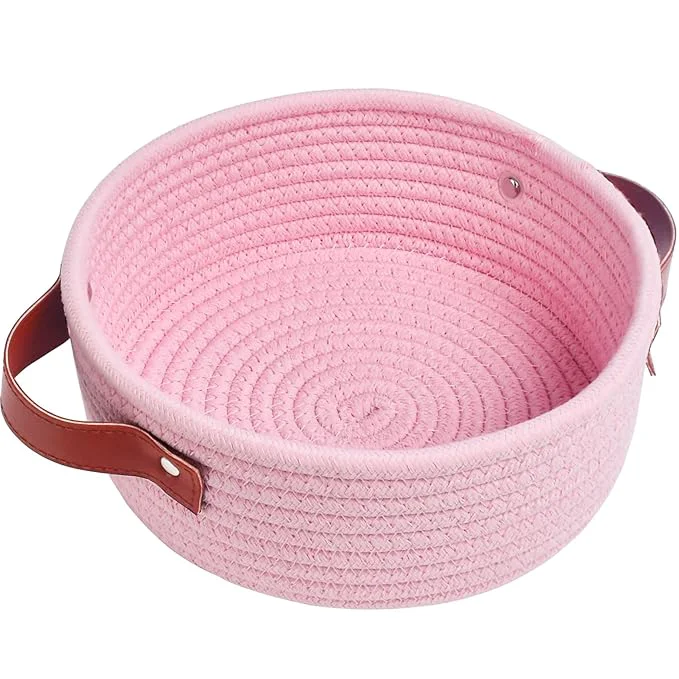 Unique ABenkle Small Storage Basket Mini Cotton Rope Storage Bin Cute Tiny Shelf Powerful