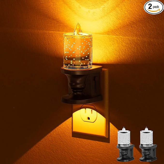 Fashionable Briignite Flameless Candle Night Light Bubble Night Lights Plug into Wall Dependable