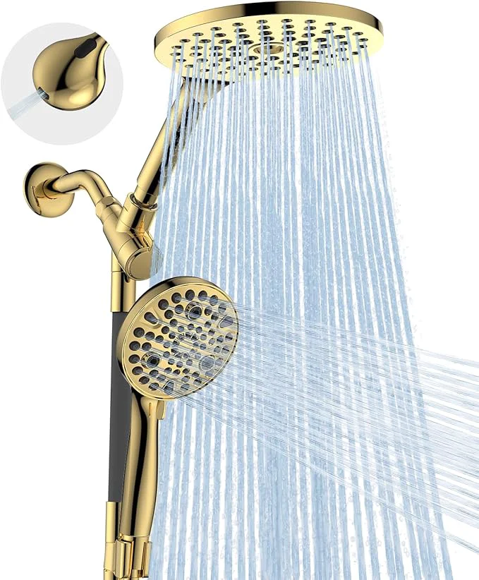 Premium Dual Handheld Shower Head Combo 2-in-1 Rain Shower Heads System 8 Inch Pure