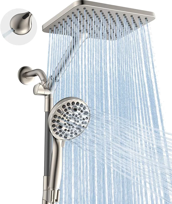 High-Grade Dual Handheld Shower Head Combo 2-in-1 Rain Shower Heads System Wide Rainfall Reusable