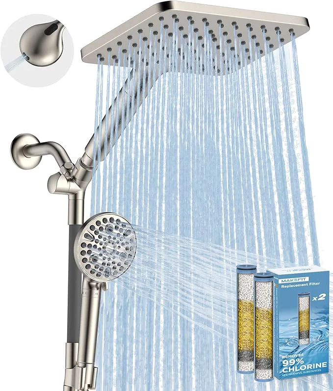 Solid MakeFit Dual Filtered Rain Shower Head Combo High Pressure Handheld Shower Head Prestigious