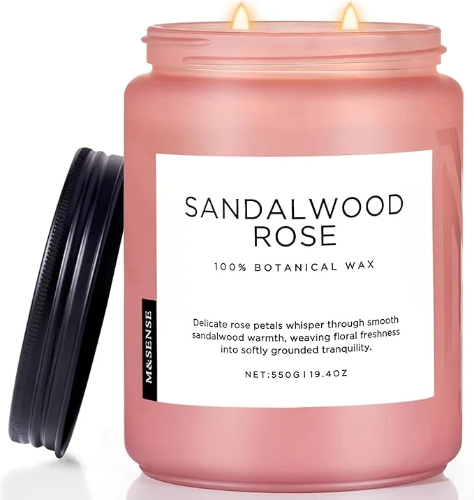 Prestigious M SENSE Sandalwood Rose Scented Candle 19.4oz 110 Hours Long Lasting Burn Quality