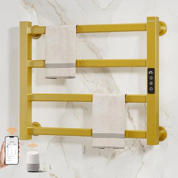 Authentic ENZE Smart Luxury Heated Towel Rack 4-Bar Gold Electric Towel Warmer 115W Flexible