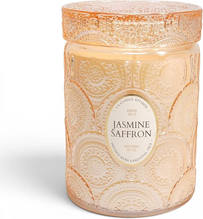 Modern LEOBEN CO – Jasmine Saffron Scented Candle – 18oz Heirloom Collection Design – Crafted